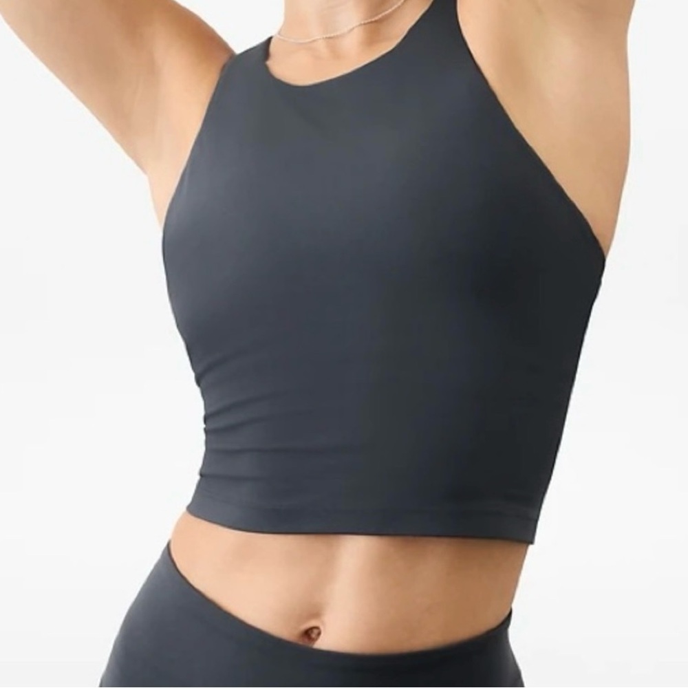 Athleta Purpose Cropped Sports Bra Gray racerback seamless soft workout. Size XS